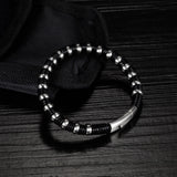 Magnetic Leather Bracelet Punk Rock Stainless Steel Bracelet
