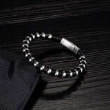 Magnetic Leather Bracelet Punk Rock Stainless Steel Bracelet