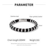 Magnetic Leather Bracelet Punk Rock Stainless Steel Bracelet