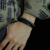 Men's Leather Bracelet Titanium Steel Bangle
