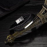 Layer Stainless Steel Bracelet Magnetic Leather Bracelet