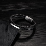 Layer Stainless Steel Bracelet Magnetic Leather Bracelet