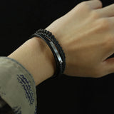 Layer Stainless Steel Bracelet Magnetic Leather Bracelet