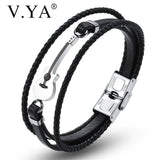 Multilayer Leather Guitar Engraved Bracelets