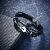 Multilayer Leather Guitar Engraved Bracelets