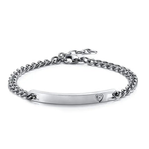 Personalized Name Stainless Steel Bracelet with Zircon Stone