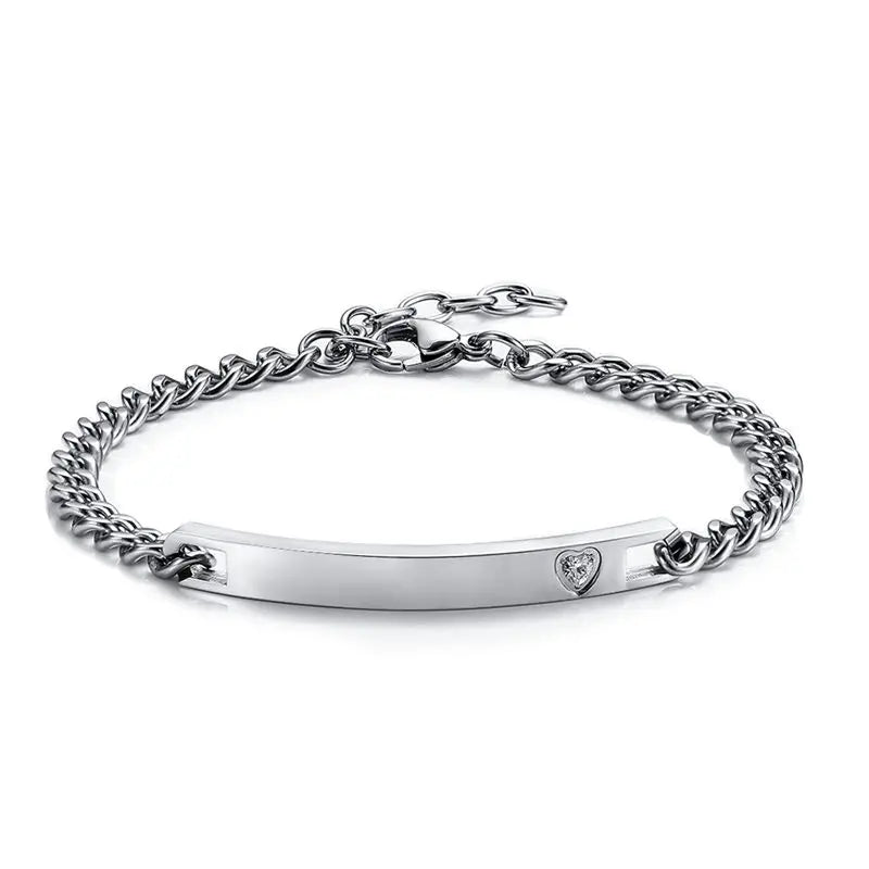 Personalized Name Stainless Steel Bracelet with Zircon Stone