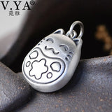 Vintage Matte Silver Kitten Necklace Pendant