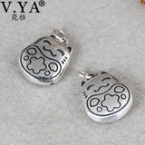 Vintage Matte Silver Kitten Necklace Pendant