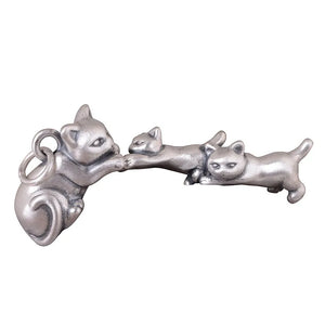 Vintage Pure Silver Cat Kitten Necklace Pendant