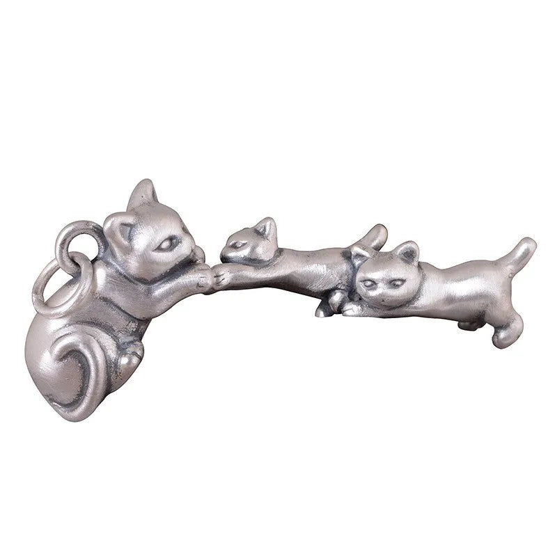 Vintage Pure Silver Cat Kitten Necklace Pendant