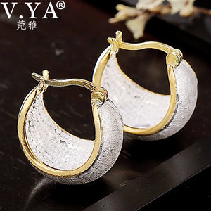 925 Silver Earring Hoop Fine Vintage Women Jewelry