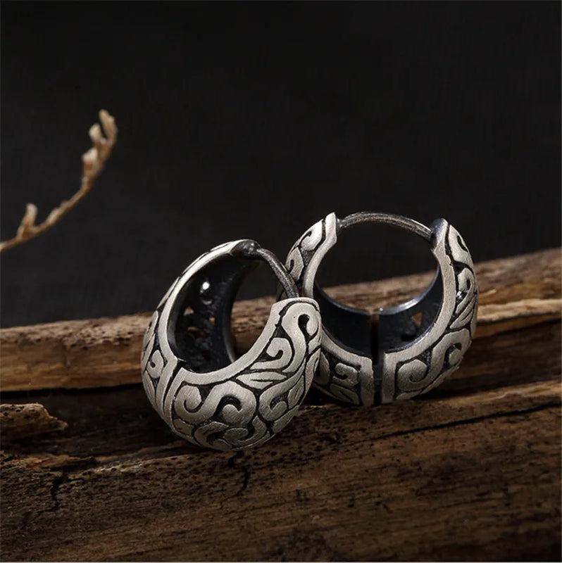 925 Silver Clouds Stud Earrings Vintage Moon Shape Jewelry