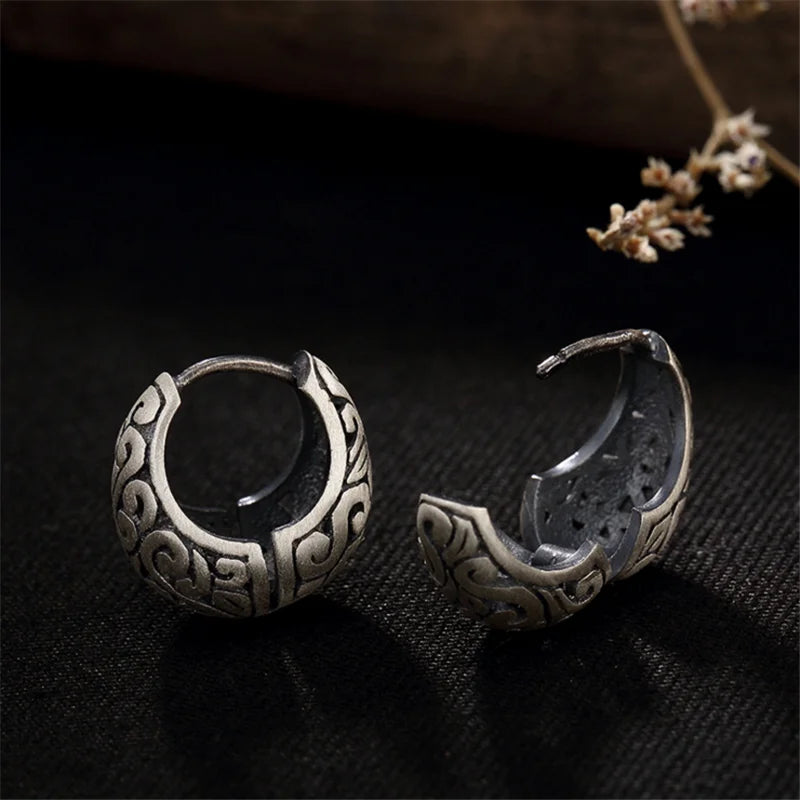 925 Silver Clouds Stud Earrings Vintage Moon Shape Jewelry