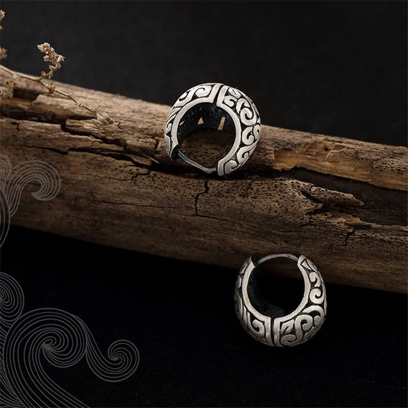 925 Silver Clouds Stud Earrings Vintage Moon Shape Jewelry