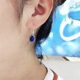 925 Silver Water Drop Lapis Lazuli Earrings for Women
