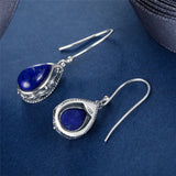 925 Silver Water Drop Lapis Lazuli Earrings for Women