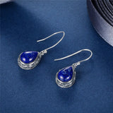 925 Silver Water Drop Lapis Lazuli Earrings for Women
