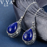 925 Silver Water Drop Lapis Lazuli Earrings for Women