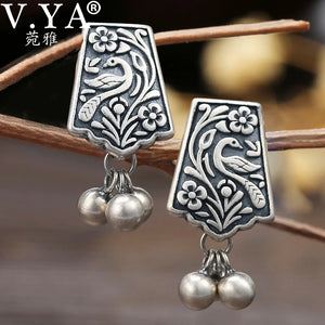 Sterling Silver Phoenix Stud Earrings Unique Design for Women