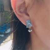 Sterling Silver Phoenix Stud Earrings Unique Design for Women