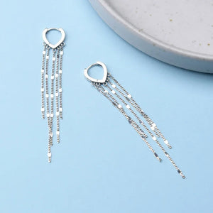 925 Silver Tassel Heart Earrings for Women