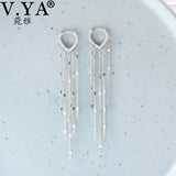 925 Silver Tassel Heart Earrings for Women
