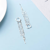 925 Silver Tassel Heart Earrings for Women