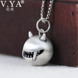 Retro Horn Evil Devil Demon Pendant 925 Sterling Silver Necklace