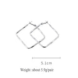 925 Silver Rhombus Dangler Drop Earrings Women Gift Wedding Jewelry