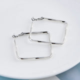 925 Silver Rhombus Dangler Drop Earrings Women Gift Wedding Jewelry