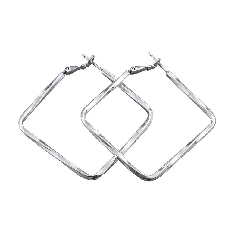 925 Silver Rhombus Dangler Drop Earrings Women Gift Wedding Jewelry