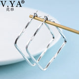 925 Silver Rhombus Dangler Drop Earrings Women Gift Wedding Jewelry