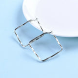 925 Silver Rhombus Dangler Drop Earrings Women Gift Wedding Jewelry