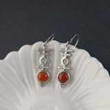 S925 Silver Vintage Southern Red Agate Drop Earrings for Women