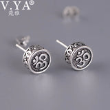 Sterling Silver Buddha Earring Acalanatha Sanskrit Thai Silver Stud