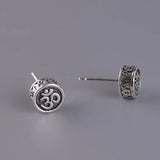 Sterling Silver Buddha Earring Acalanatha Sanskrit Thai Silver Stud