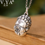 S990 Pure Silver Vintage Matte Baby Buddha Doll Ladies Pendant