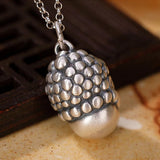 S990 Pure Silver Vintage Matte Baby Buddha Doll Ladies Pendant