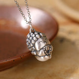 S990 Pure Silver Vintage Matte Baby Buddha Doll Ladies Pendant