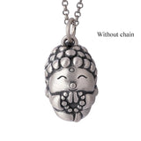 S990 Pure Silver Vintage Matte Baby Buddha Doll Ladies Pendant