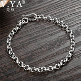 925 Silver Men's Bracelet 5mm Charm Bangles Fine Jewelry