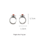 Southern Red Agate Earrings 925 Sterling Silver Punk Silver Ingot Earrings