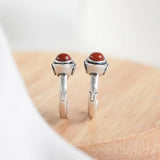 Southern Red Agate Earrings 925 Sterling Silver Punk Silver Ingot Earrings