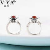 Southern Red Agate Earrings 925 Sterling Silver Punk Silver Ingot Earrings