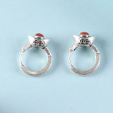 Southern Red Agate Earrings 925 Sterling Silver Punk Silver Ingot Earrings