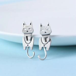 Cat Stud Earrings Sweet & Fresh Texture S925 Silver Jewelry