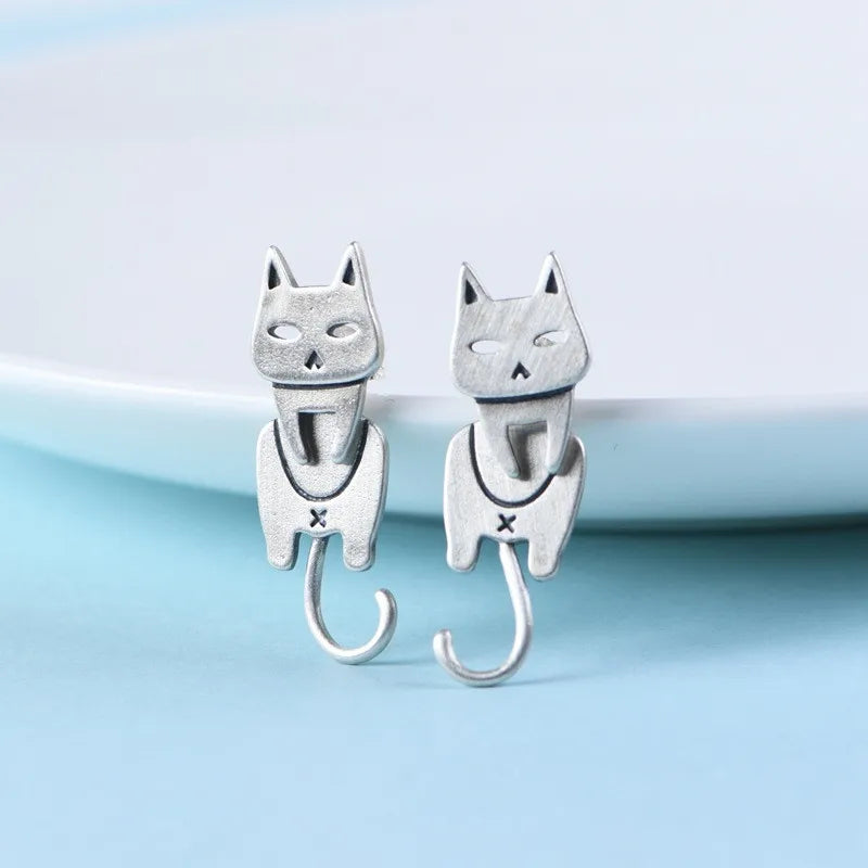 Cat Stud Earrings Sweet & Fresh Texture S925 Silver Jewelry