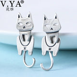 Cat Stud Earrings Sweet & Fresh Texture S925 Silver Jewelry