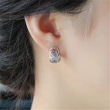 Vintage Style 925 Sterling Silver Hollow Hoop Floral Earrings